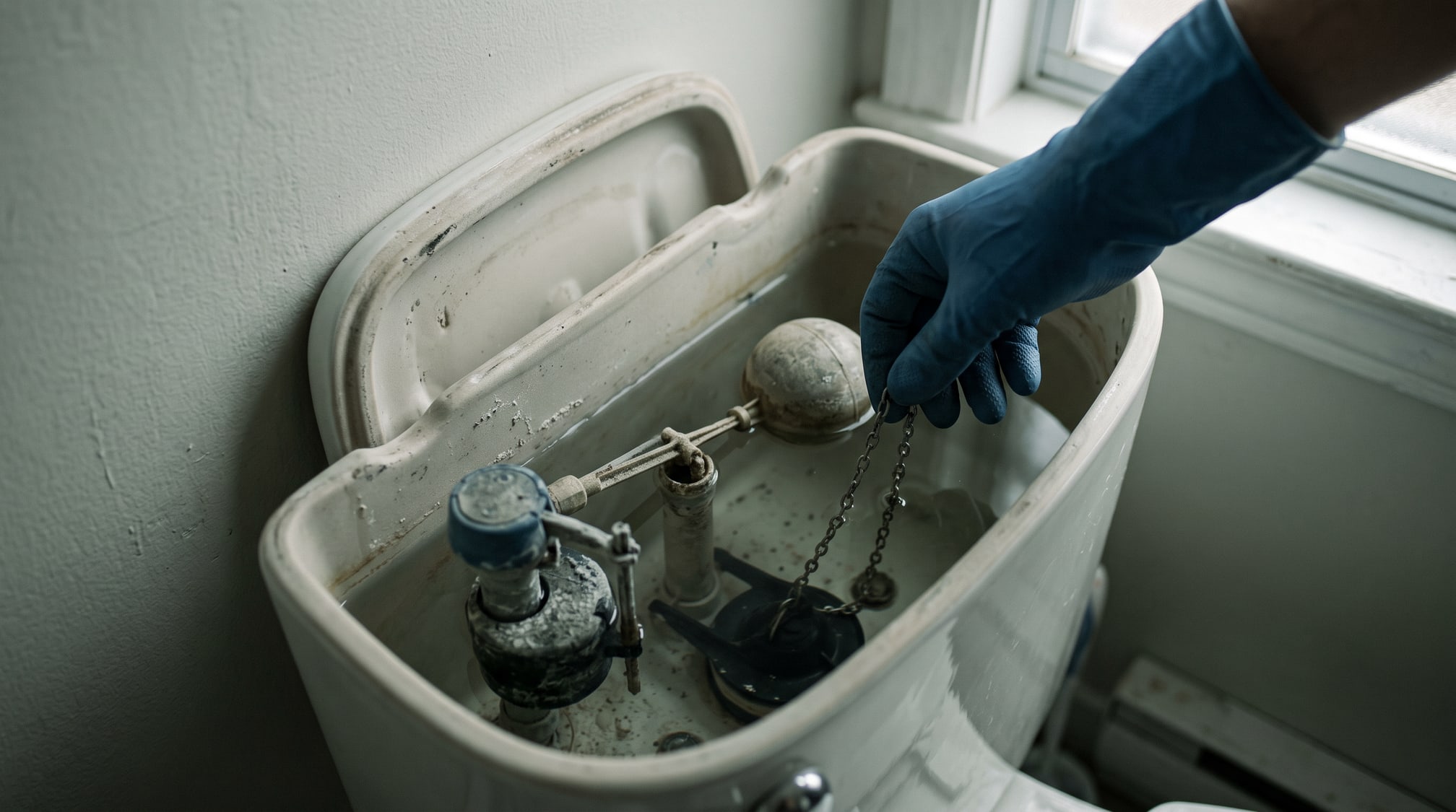 Mécanisme de chasse dans un réservoir de toilette ouvert